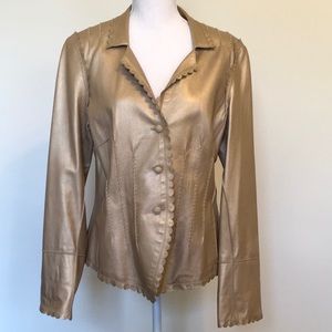 Carlisle Genuine Leather Gold Button Blazer Sz 10
